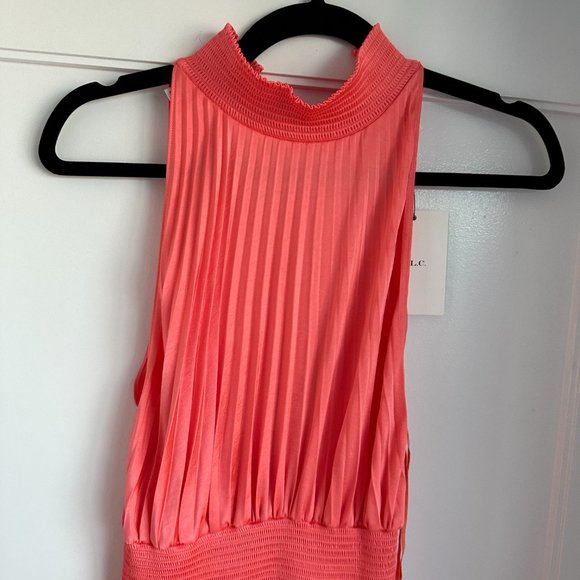 A.L.C. Renzo Asymmetrical Halter Pleated Midi Dress SZ 00 Maillot Smocked - Picture 4 of 12